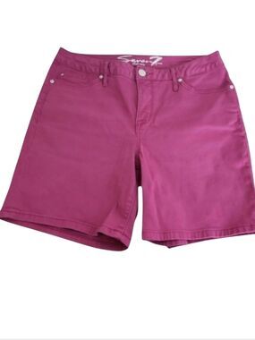Seven7 Pink High Rise Cotton Blend 5-Pocket Shorts Size 12